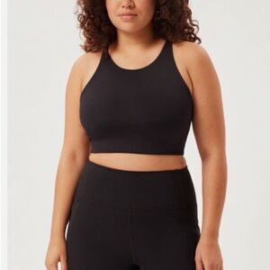 Girlfriend Collective Topanga High Neck Cross Back Crop Tank Black